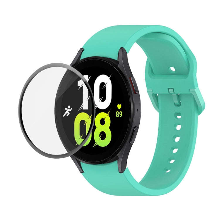 For Samsung Galaxy Watch5 44mm JUNSUNMAY Silicone Adjustable Strap + Full Coverage PMMA Screen Pr...