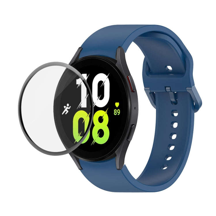 For Samsung Galaxy Watch5 44mm JUNSUNMAY Silicone Adjustable Strap + Full Coverage PMMA Screen Pr...