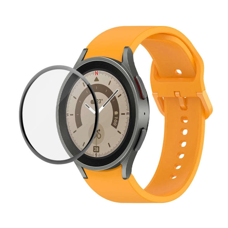 For Samsung Galaxy Watch5 Pro 45mm JUNSUNMAY Silicone Adjustable Strap + Full Coverage PMMA Scree...