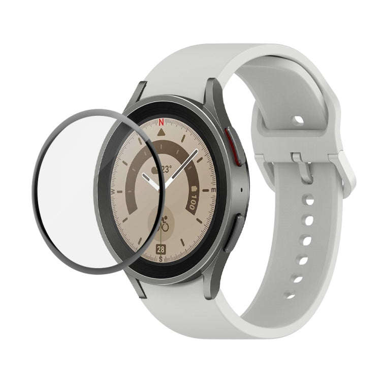 For Samsung Galaxy Watch5 Pro 45mm JUNSUNMAY Silicone Adjustable Strap + Full Coverage PMMA Scree...