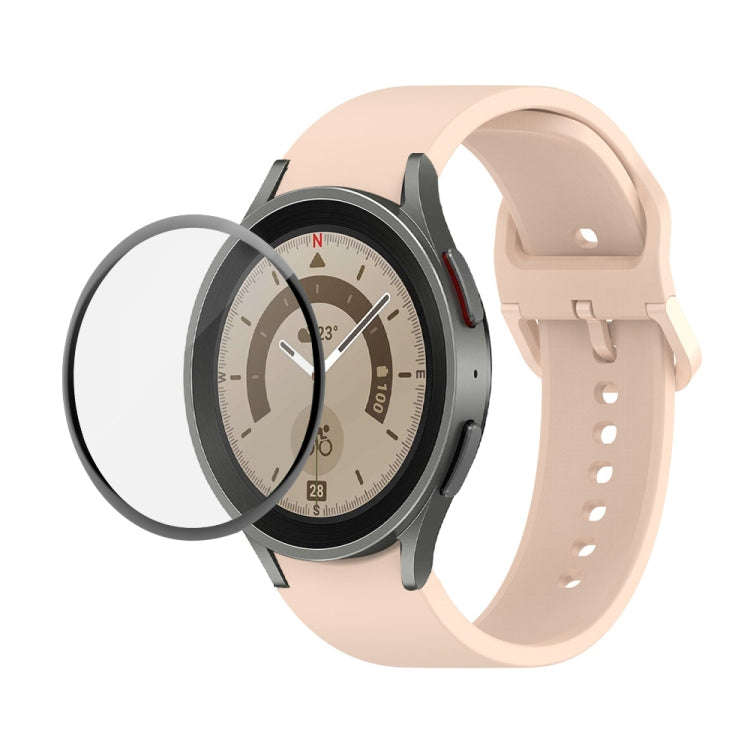 For Samsung Galaxy Watch5 Pro 45mm JUNSUNMAY Silicone Adjustable Strap + Full Coverage PMMA Scree...
