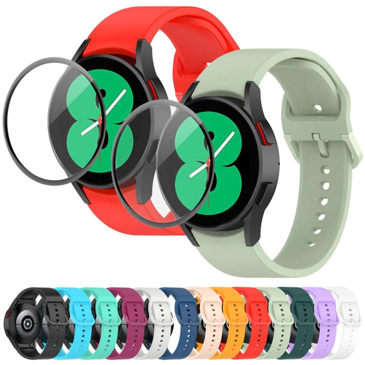 For Samsung Galaxy Watch6 Classic 47mm JUNSUNMAY Silicone Adjustable Strap + Full Coverage PMMA S...