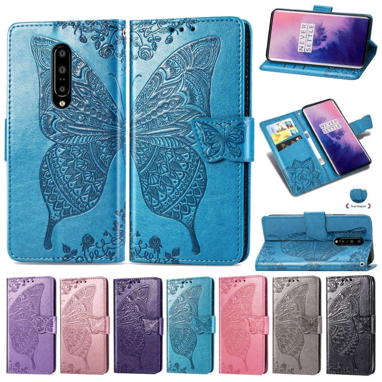 Butterfly Love Flowers Embossing Horizontal Flip Leather Case for OnePlus 7 Pro, with Holder & Ca...