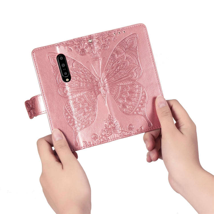 Butterfly Love Flowers Embossing Horizontal Flip Leather Case for OnePlus 7 Pro, with Holder & Ca...