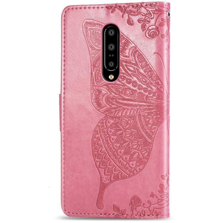 Butterfly Love Flowers Embossing Horizontal Flip Leather Case for OnePlus 7 Pro, with Holder & Ca...