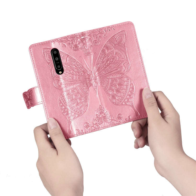 Butterfly Love Flowers Embossing Horizontal Flip Leather Case for OnePlus 7 Pro, with Holder & Ca...