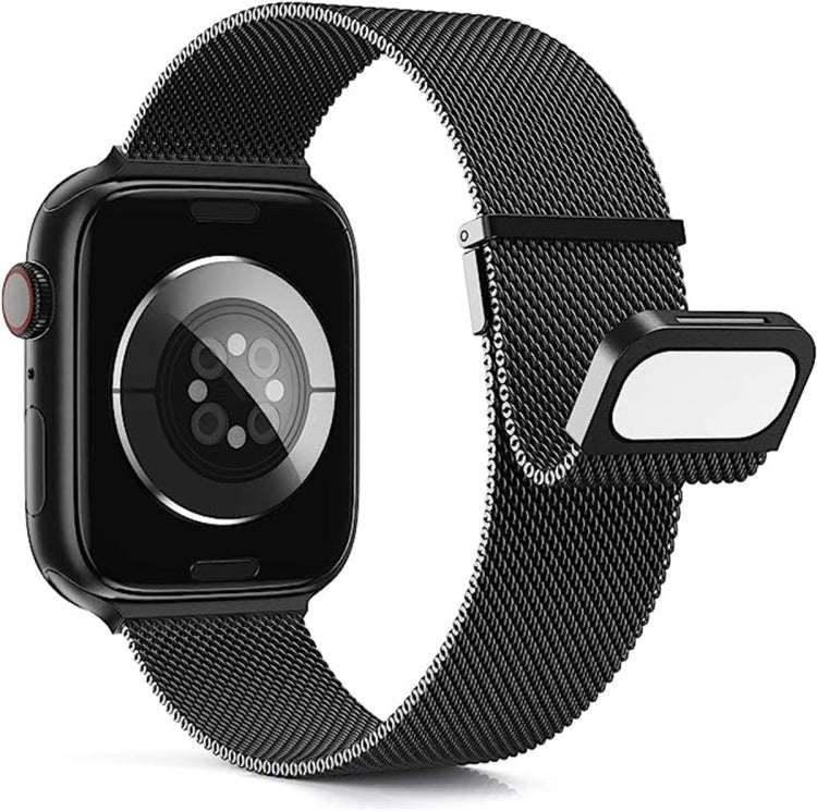 For Apple Watch 2 42mm Milan Double Magnetic Steel Mesh Watch Band(Black)