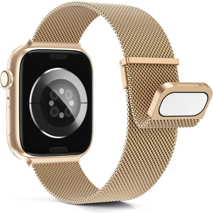 For Apple Watch 38mm Milan Double Magnetic Steel Mesh Watch Band(Rose Gold)