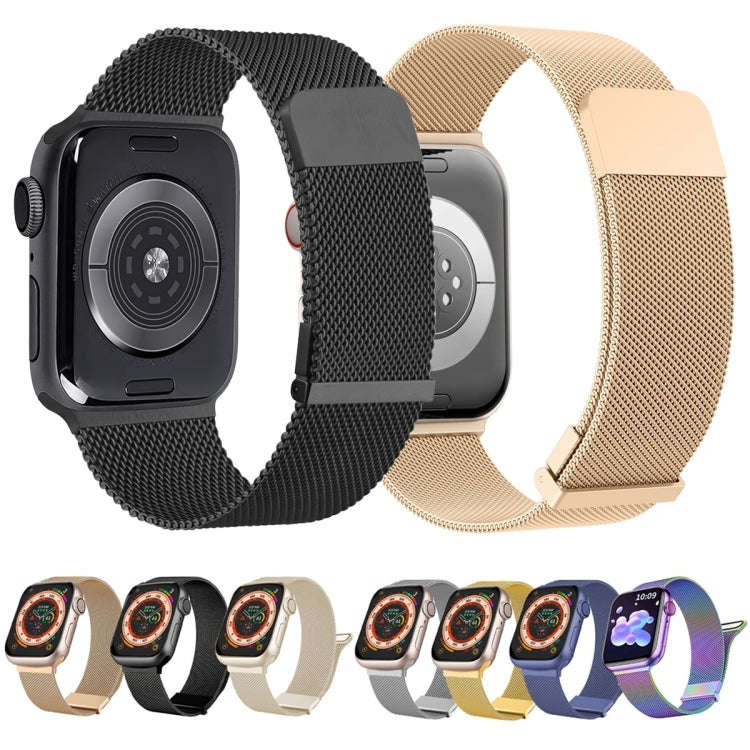 For Apple Watch 42mm Milan Double Magnetic Steel Mesh Watch Band(Blue)