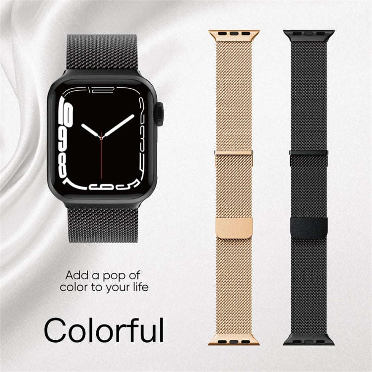 For Apple Watch 4 44mm Milan Double Magnetic Steel Mesh Watch Band(Blue)