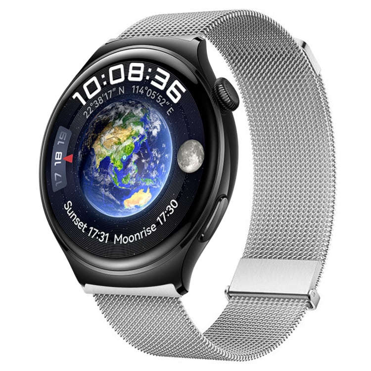 For Huawei Watch 4 / 4 Pro Milan Double Magnetic Steel Mesh Watch Band(Silver)