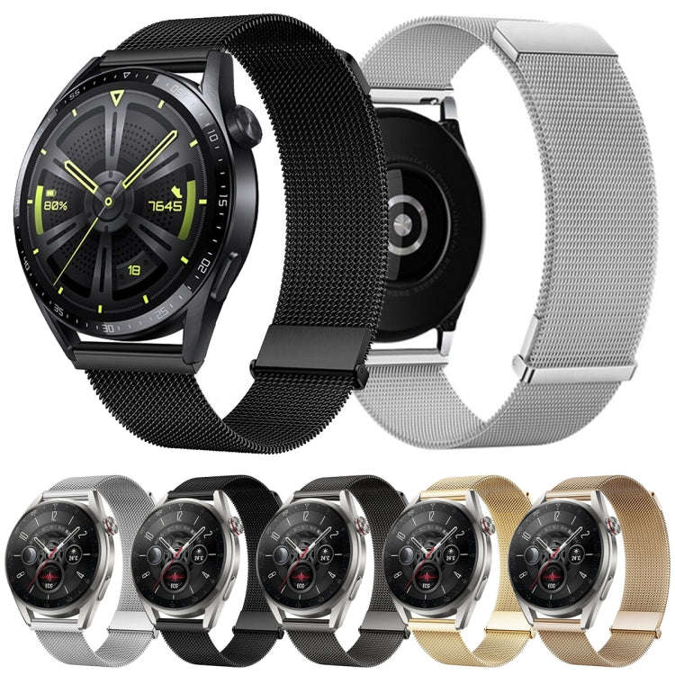 For Huawei Watch GT3 Pro 46mm Milan Double Magnetic Steel Mesh Watch Band(Gray)