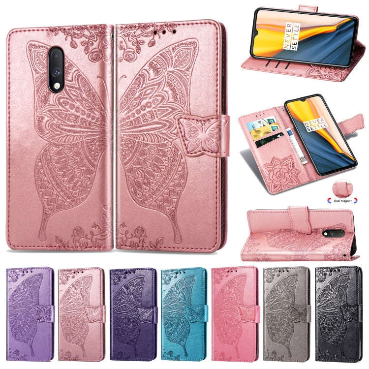 Butterfly Love Flowers Embossing Horizontal Flip Leather Case For One Plus 7  with Holder & Card ...