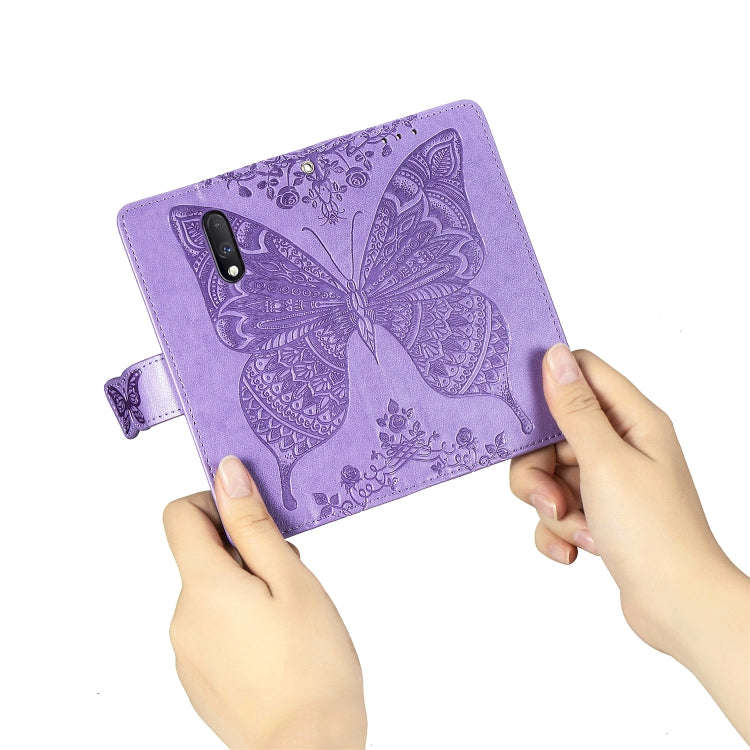 Butterfly Love Flowers Embossing Horizontal Flip Leather Case For One Plus 7  with Holder & Card ...