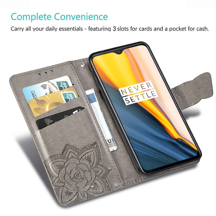 Butterfly Love Flowers Embossing Horizontal Flip Leather Case For One Plus 7  with Holder & Card ...