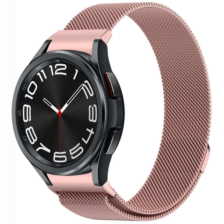 For Samsung Galaxy Watch 6 Classic Button Style Milan Magnetic Metal Watch Band(Pink)