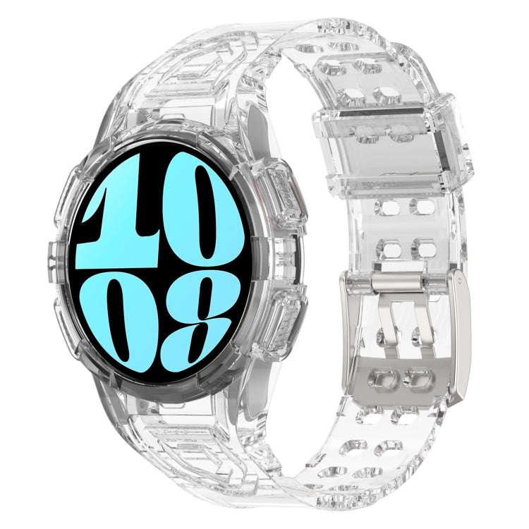 For Samsung Galaxy Watch6 44mm TPU Integrated Silicone Watch Band(Transparent White)