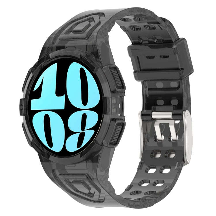 For Samsung Galaxy Watch6 44mm TPU Integrated Silicone Watch Band(Transparent Black)
