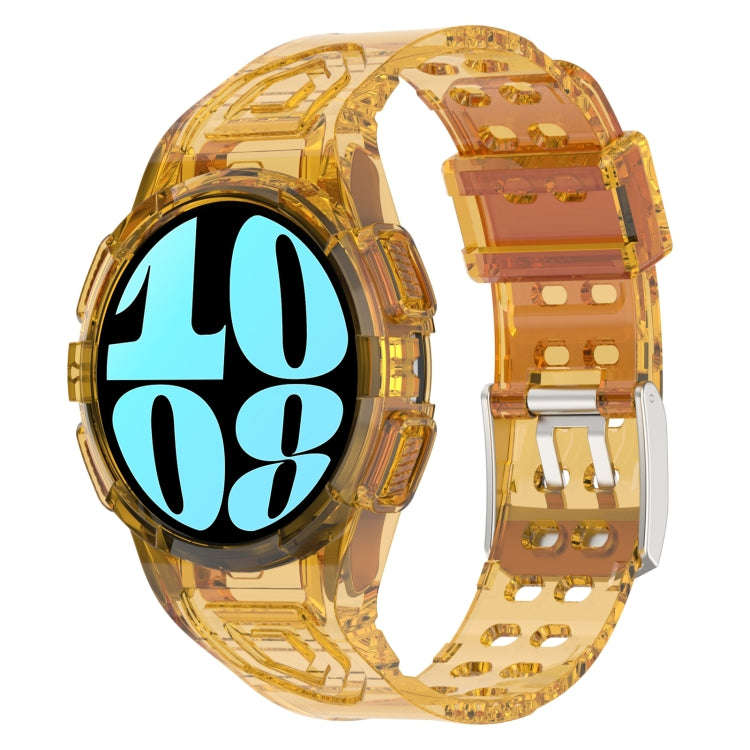 For Samsung Galaxy Watch6 44mm TPU Integrated Silicone Watch Band(Transparent Orange)
