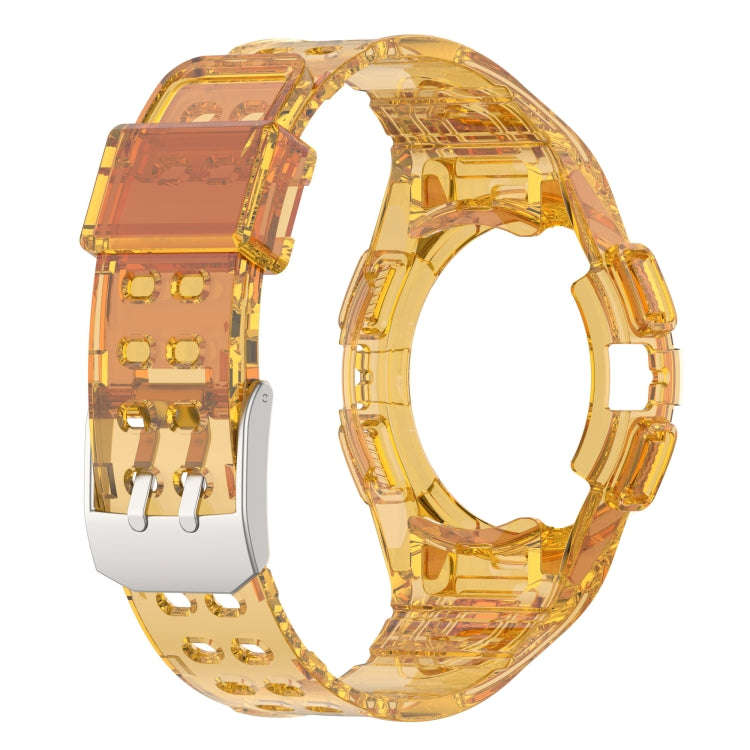 For Samsung Galaxy Watch6 44mm TPU Integrated Silicone Watch Band(Transparent Orange)
