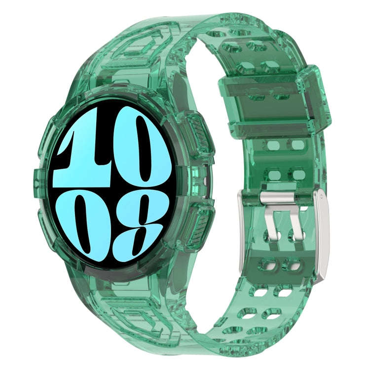 For Samsung Galaxy Watch6 44mm TPU Integrated Silicone Watch Band(Transparent Green)