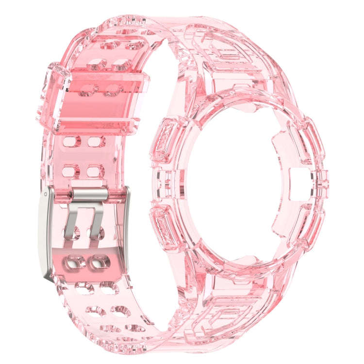 For Samsung Galaxy Watch6 40mm TPU Integrated Silicone Watch Band(Transparent Pink)