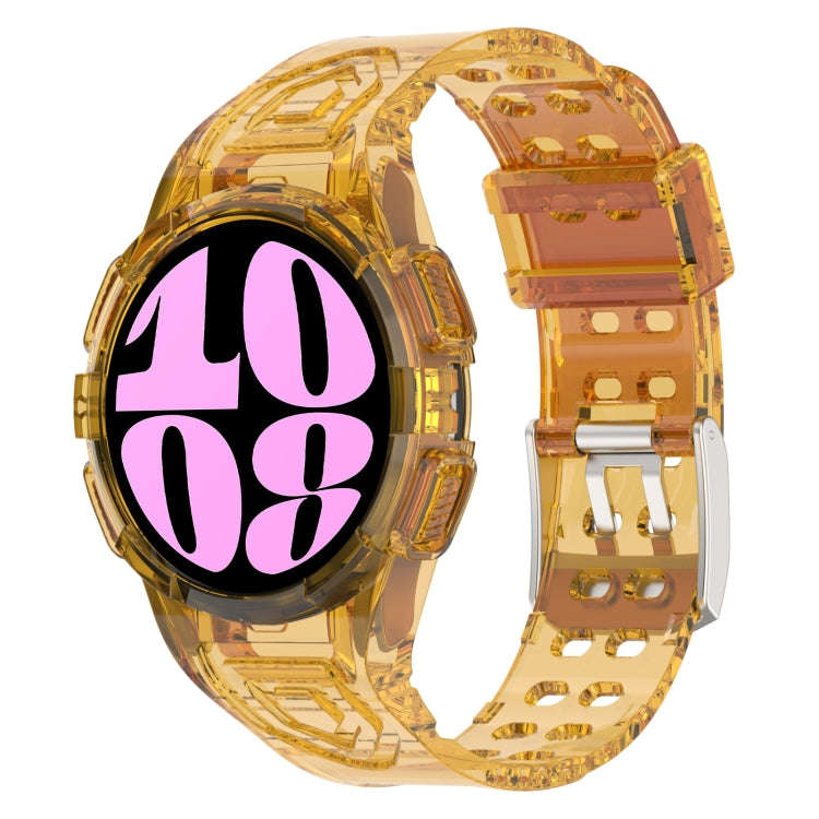 For Samsung Galaxy Watch6 40mm TPU Integrated Silicone Watch Band(Transparent Orange)