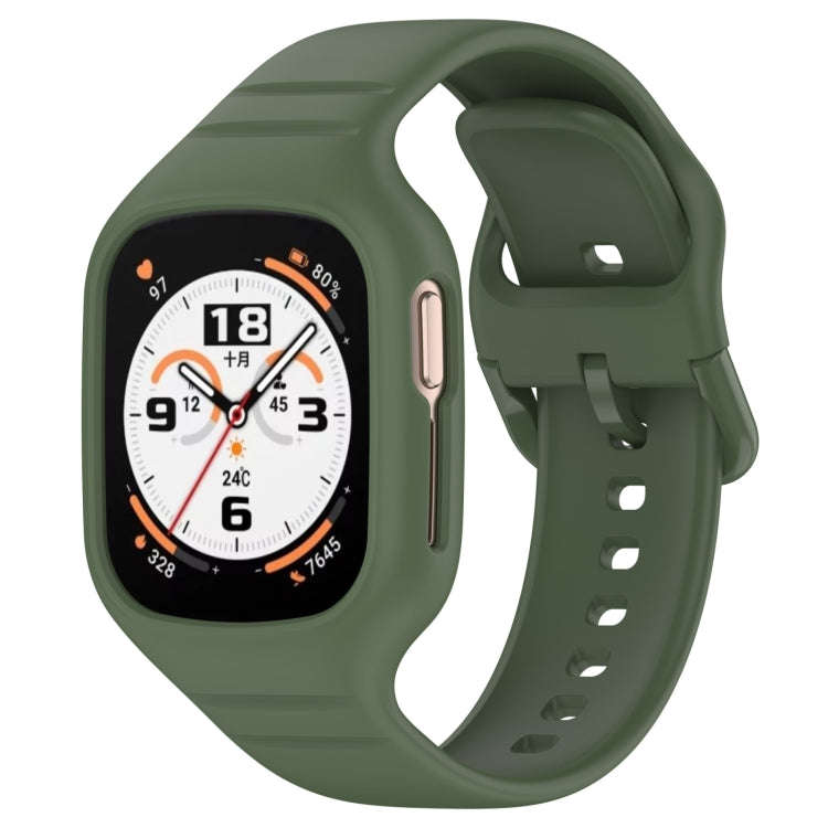 For Honor Watch 4 Integrated Fully Enclosed Silicone Watch Band(Dark Green)