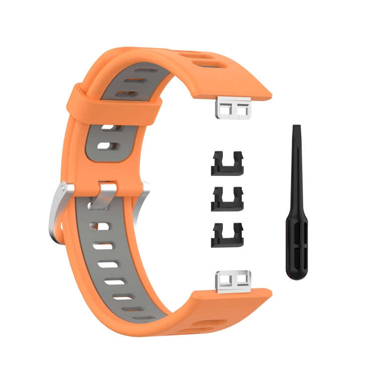 For Huawei Watch Fit Two-Color Silicone Watch Band(Orange+Gray)