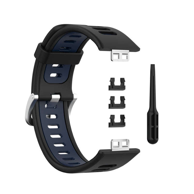 For Huawei Watch Fit Two-Color Silicone Watch Band(Black+Blue)