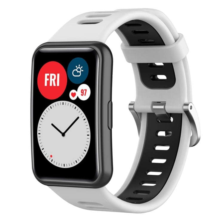 For Huawei Watch Fit New Two-Color Silicone Watch Band(White+Black)