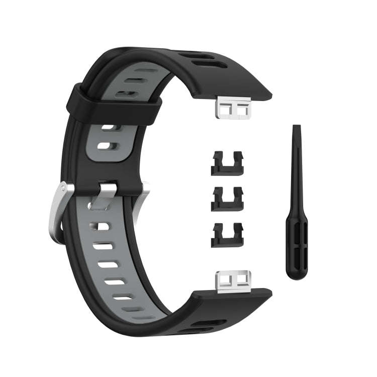 For Huawei Watch Fit New Two-Color Silicone Watch Band(Black+Gray)