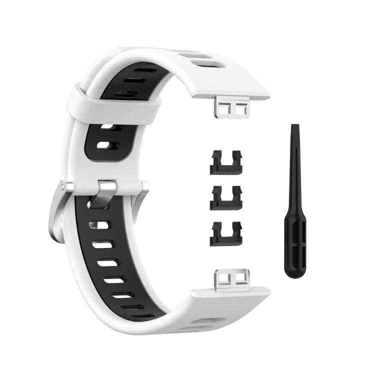 For Huawei Watch Fit Special Edition Two-Color Silicone Watch Band(White+Black)