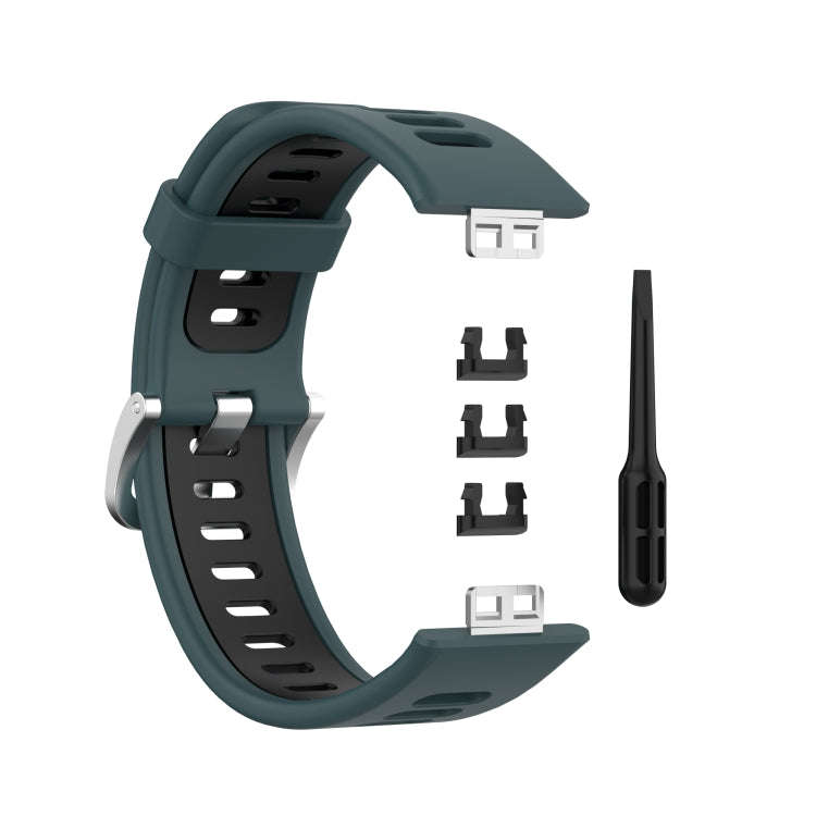 For Huawei Watch Fit Special Edition Two-Color Silicone Watch Band(Olive Green+Black)