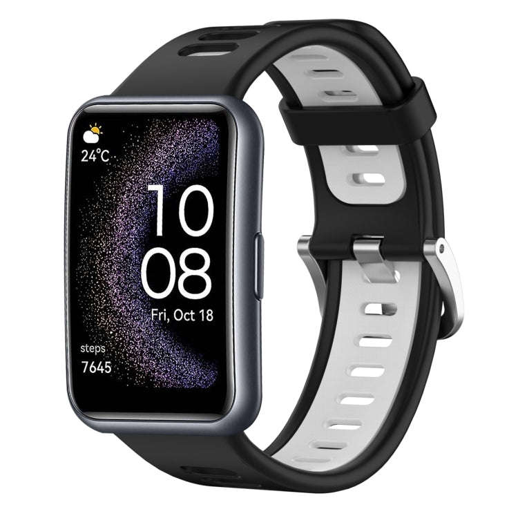 For Huawei Watch Fit Special Edition Two-Color Silicone Watch Band(Black+White)