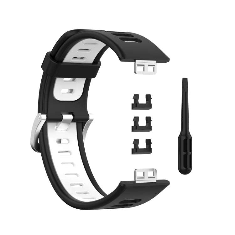 For Huawei Watch Fit Special Edition Two-Color Silicone Watch Band(Black+White)