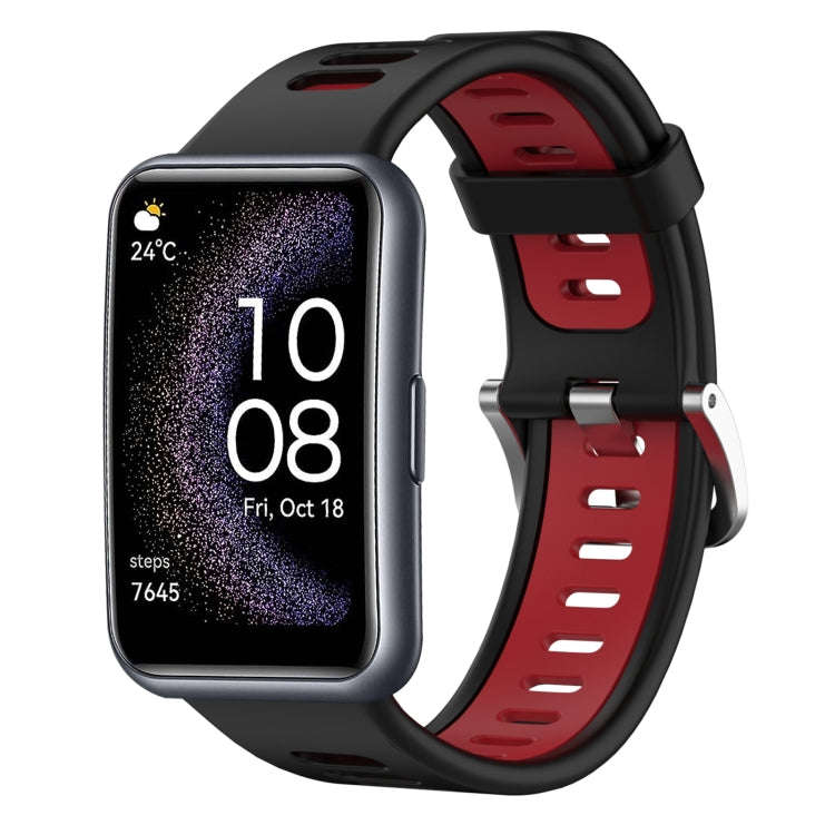 For Huawei Watch Fit Special Edition Two-Color Silicone Watch Band(Black+Red)