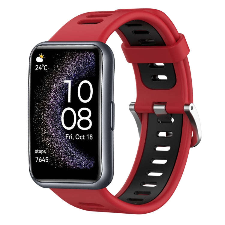 For Huawei Watch Fit Special Edition Two-Color Silicone Watch Band(Red+Black)