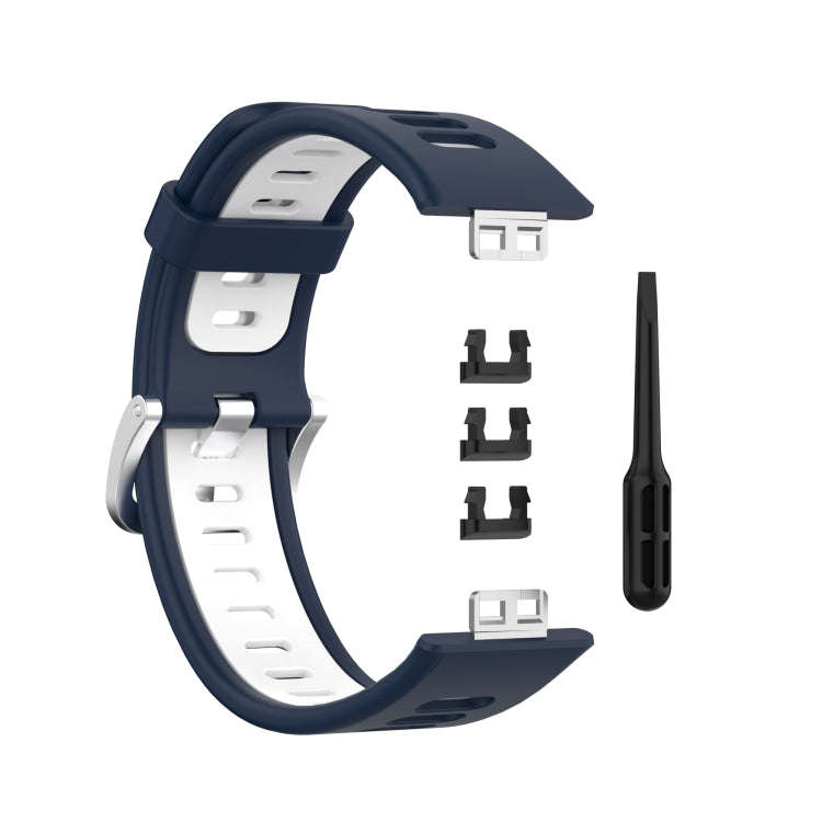 For Huawei Watch Fit Special Edition Two-Color Silicone Watch Band(Midnight Blue+White)