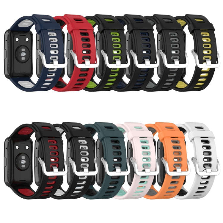 For Huawei Watch Fit Special Edition Two-Color Silicone Watch Band(Black+Red)