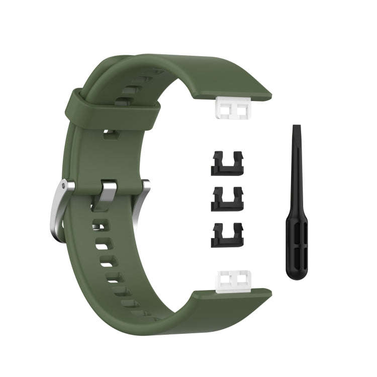 For Huawei Watch Fit New Solid Color Silicone Watch Band(Dark Green)