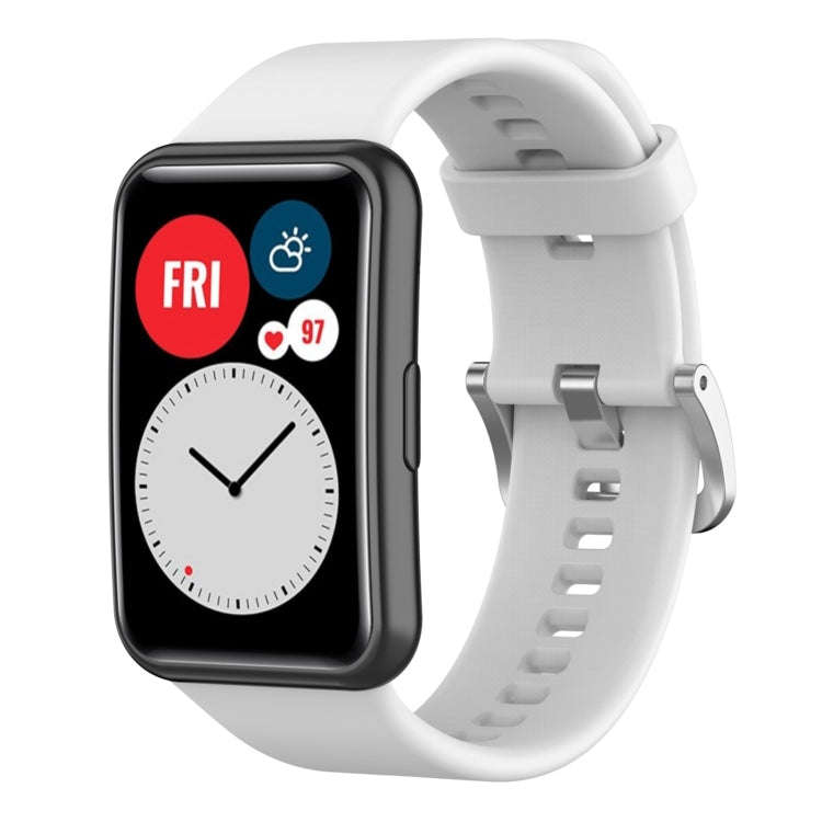 For Huawei Watch Fit New Solid Color Silicone Watch Band(White)