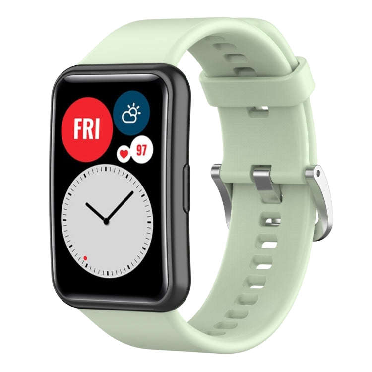 For Huawei Watch Fit New Solid Color Silicone Watch Band(Light Green)