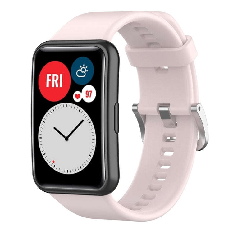For Huawei Watch Fit New Solid Color Silicone Watch Band(Pink)
