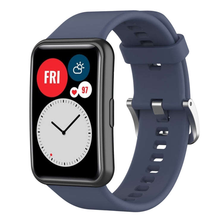 For Huawei Watch Fit New Solid Color Silicone Watch Band(Blue Gray)