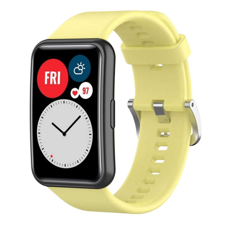For Huawei Watch Fit New Solid Color Silicone Watch Band(Milky Yellow)