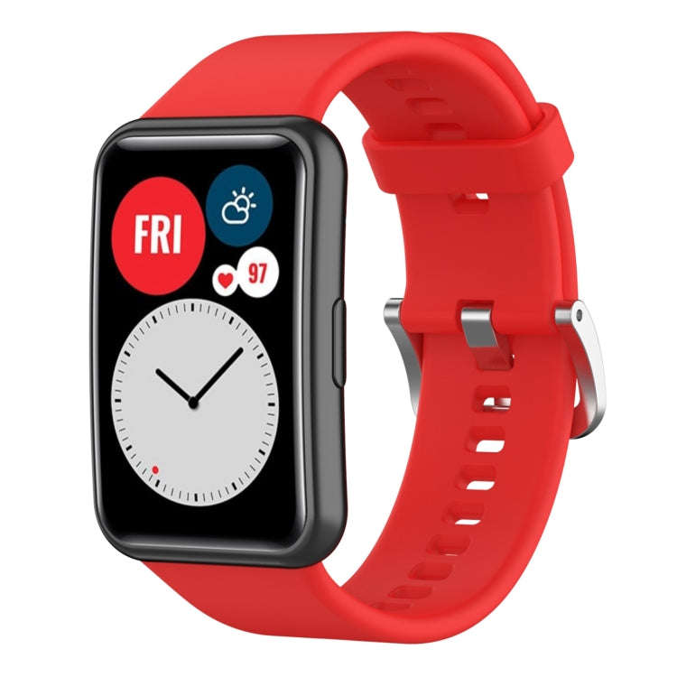 For Huawei Watch Fit New Solid Color Silicone Watch Band(Red)