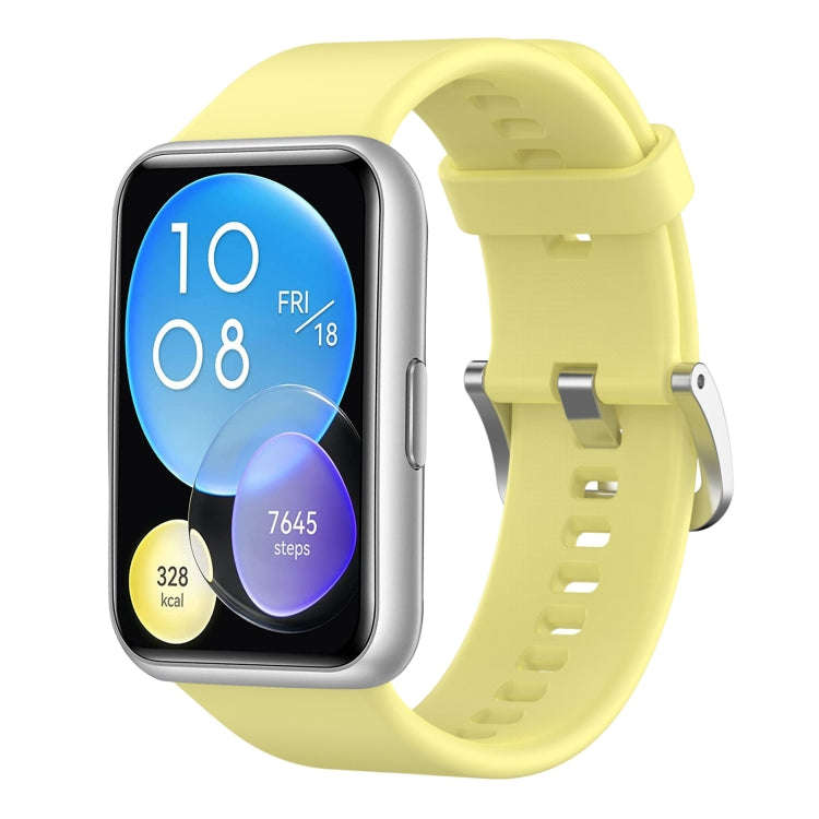 For Huawei Watch Fit Solid Color Silicone Watch Band(Milky Yellow)