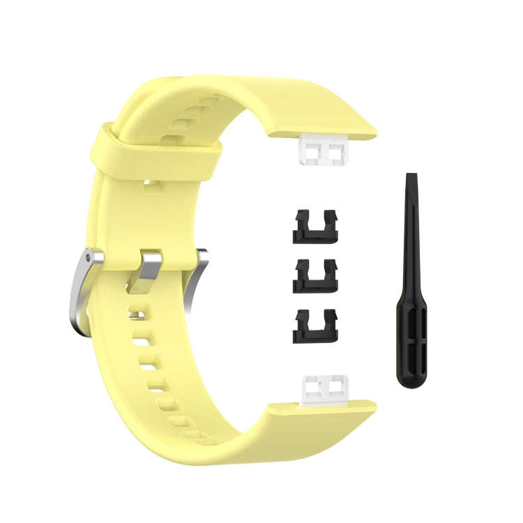For Huawei Watch Fit Solid Color Silicone Watch Band(Milky Yellow)