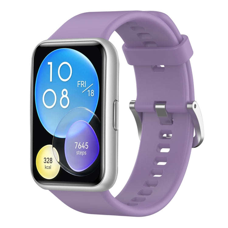 For Huawei Watch Fit Solid Color Silicone Watch Band(Light Purple)